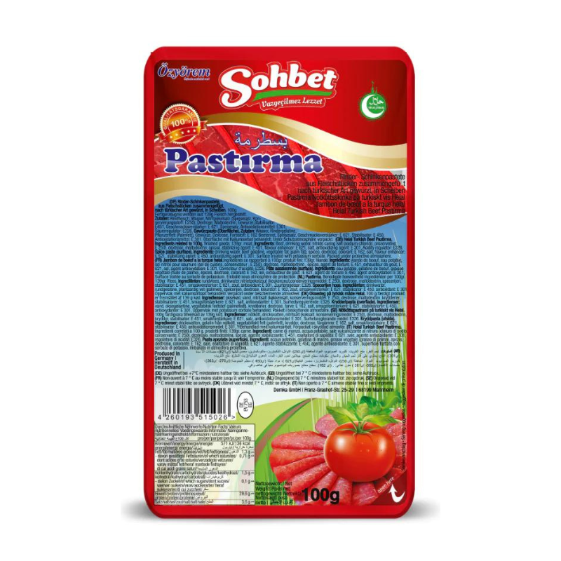 Sohbet Pastirma de bœuf en tranches 100 g Sohbet Pastirma de bœuf en tranches 100 g