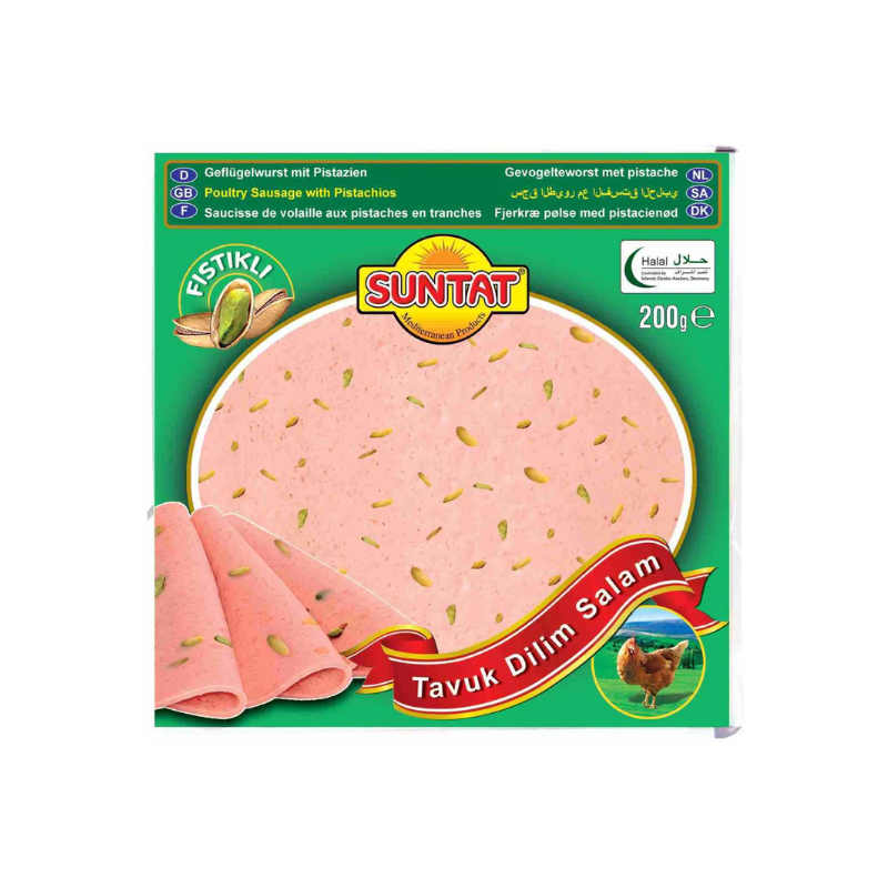 Suntat Salami de volaille à la pistache en tranches 200 g Suntat Salami de volaille à la pistache en tranches 200 g